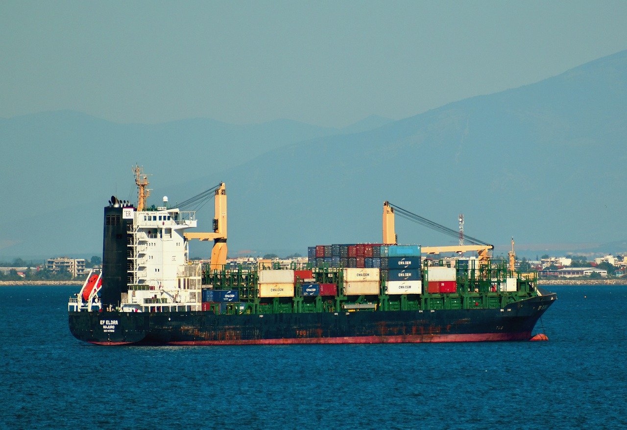 cargo, ship, sea